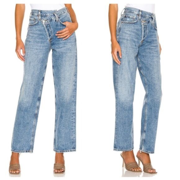 AGOLDE Criss Cross Upsized Jeans Straight Leg Eternal Blue Aritzia 26 - Picture 5 of 9
